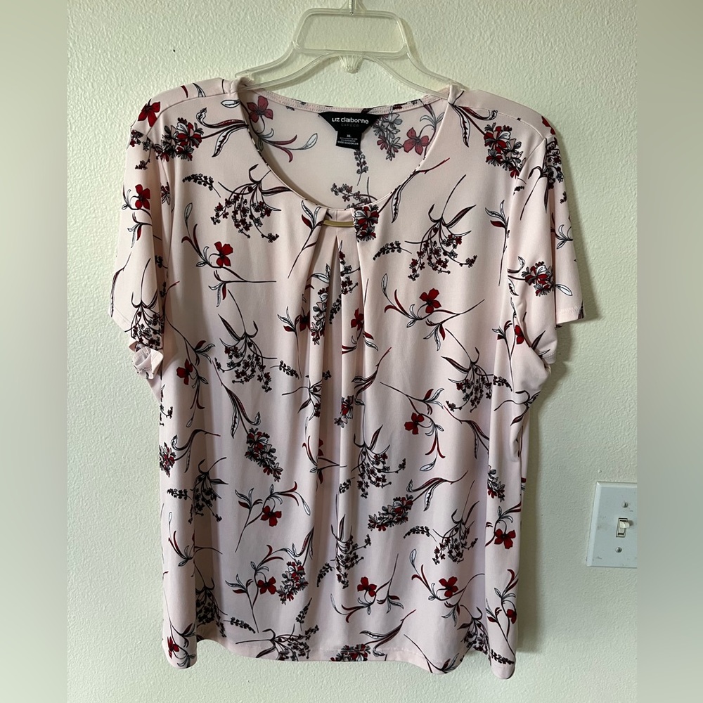 Liz Claiborne blouse pink with flowers XL